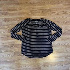 Striped Henley long sleeve t shirt